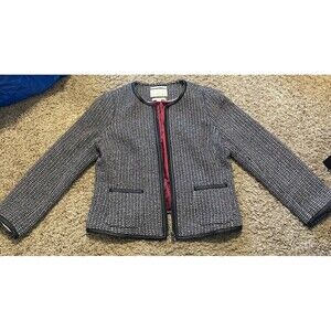 Banana Republic Woven Parisian Jacket, B&W Tweed, Magenta Lining, Size 14